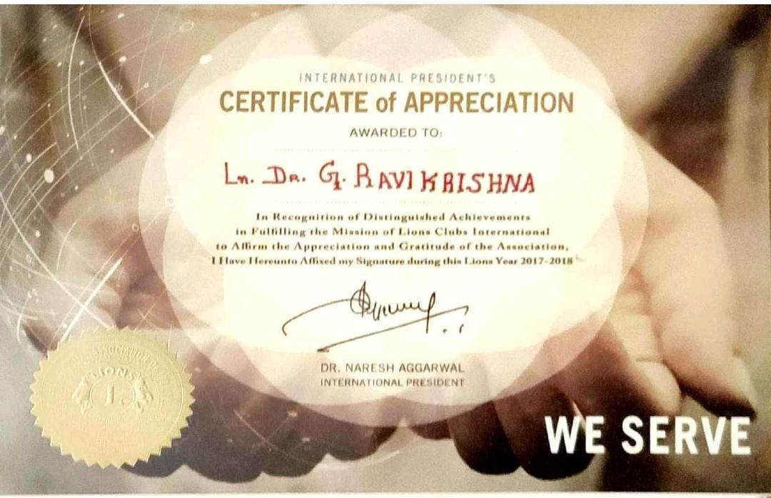 Certificate of Appreciation